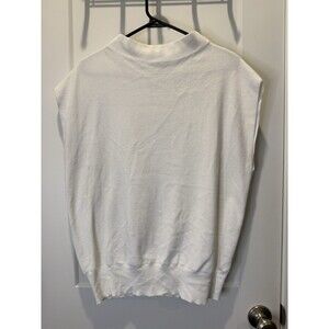 The Limited White Mock Neck Sweater Vest Sleeveless Knit Top Large Pullover